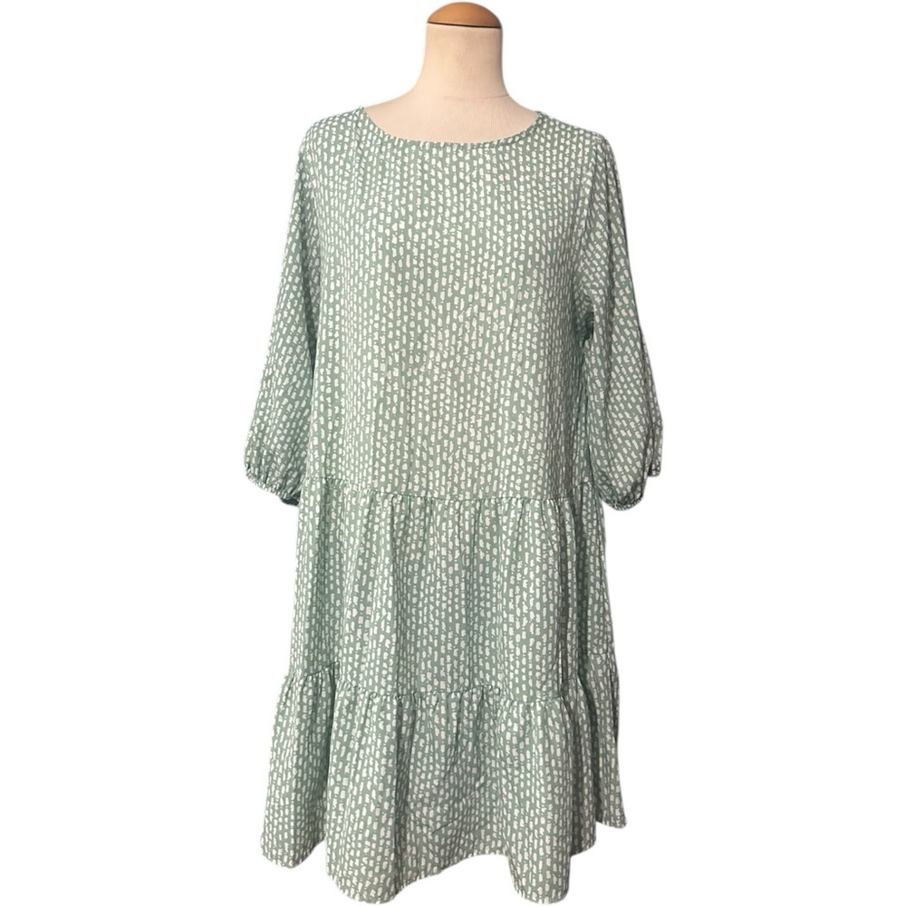Ces Femme Tiered Babydoll Dress Green Medium